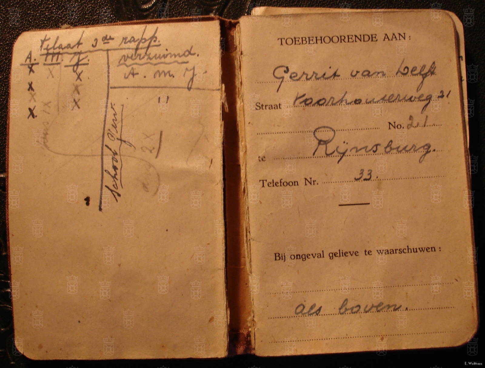Één van de dagboekjes van Gerrit Van Delft.