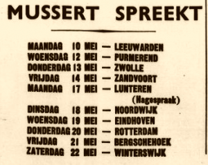 De Volk en Vaderland van Mei 1937 kondigt een bezoek van Mussert aan Noordwijk aan.