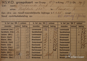 De contributiekaart van een Noordwijks lid van de NSVO.