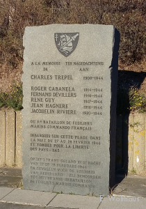 Het monument ter herinnering aan de op 29 februari 1944 omgekomen Franse commando's.